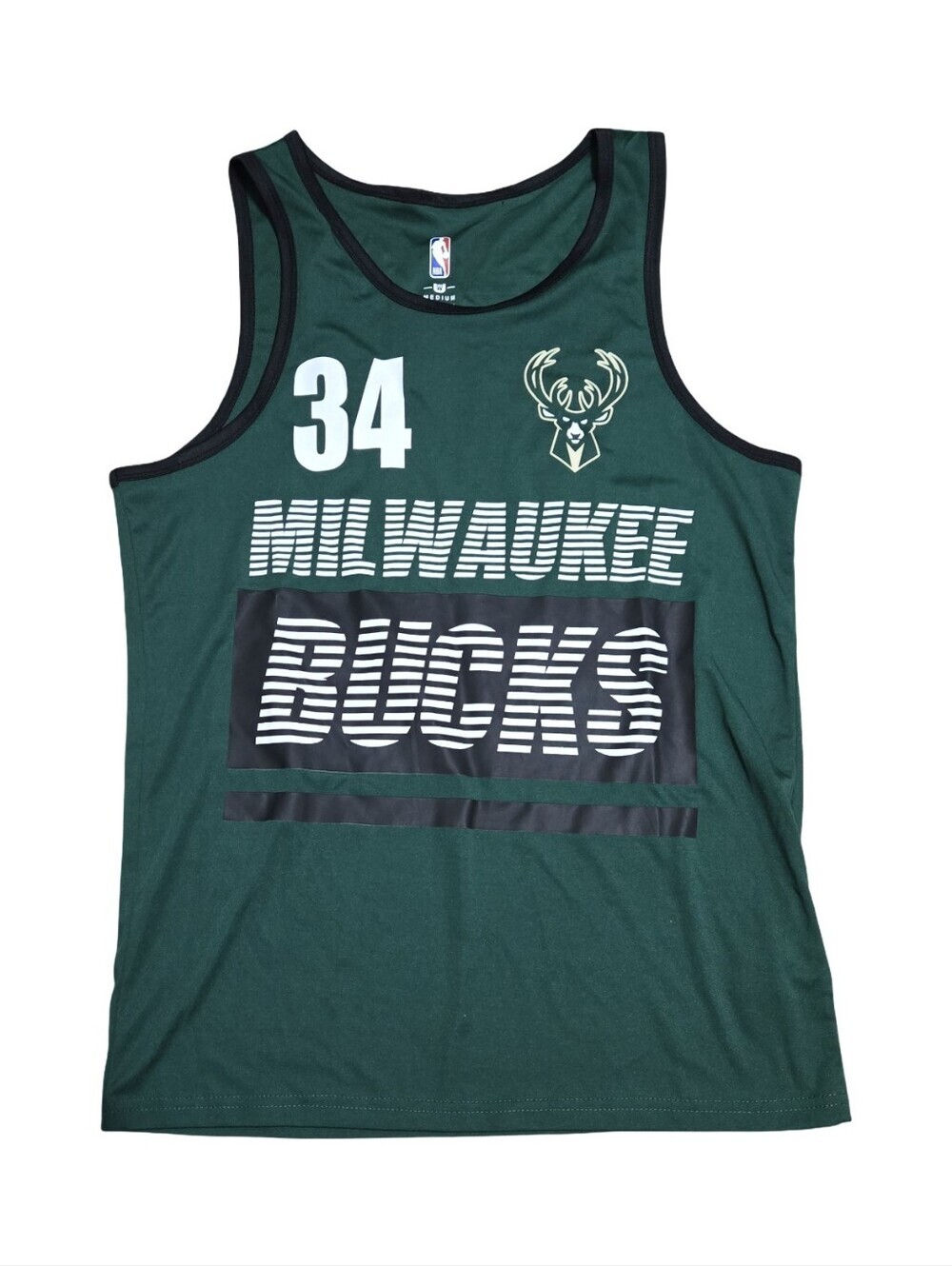 NBA Mens Milwaukee Bucks Basketball Jersey Tank Athletic Sporty Athleisure Med